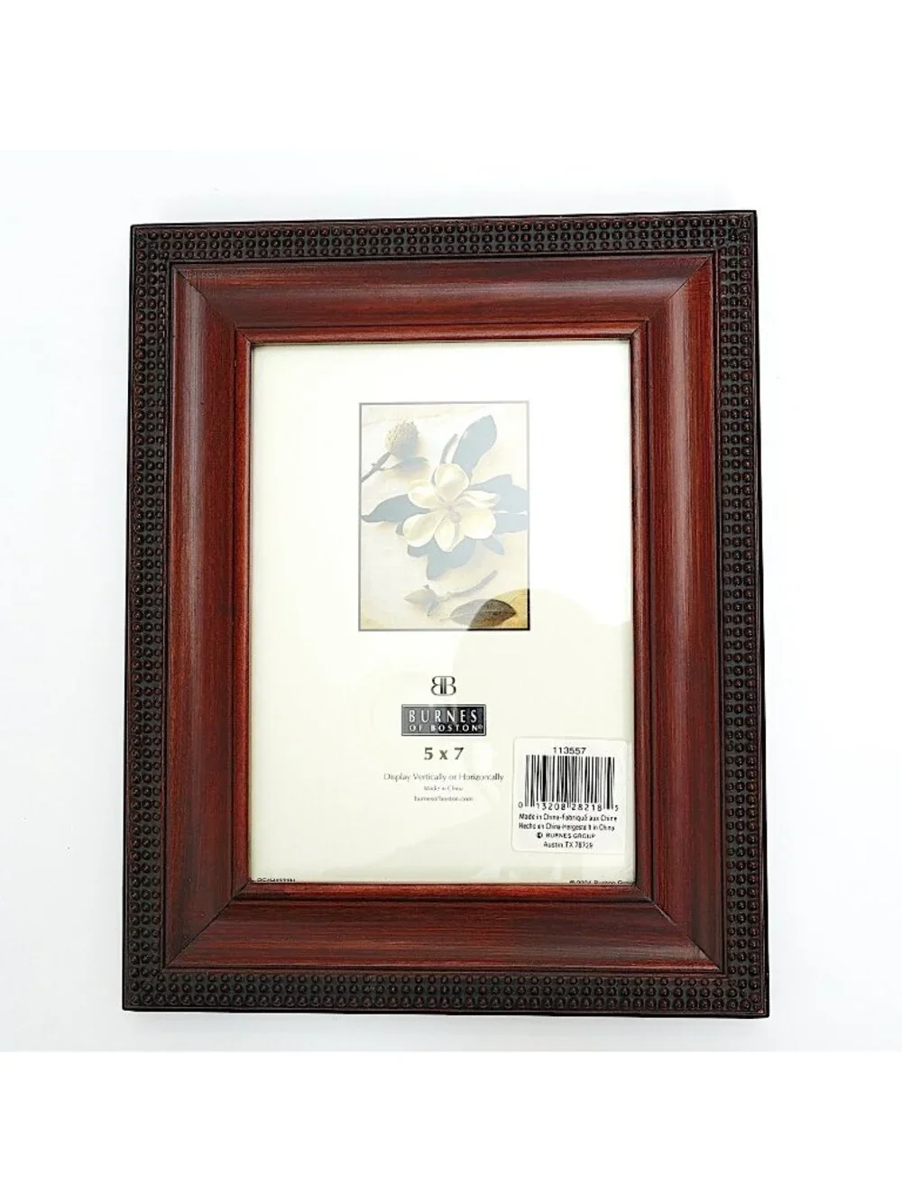 BURNES of BOSTON Photo Frame 5x7 Brown Wood Picture Frame Desk or Wall